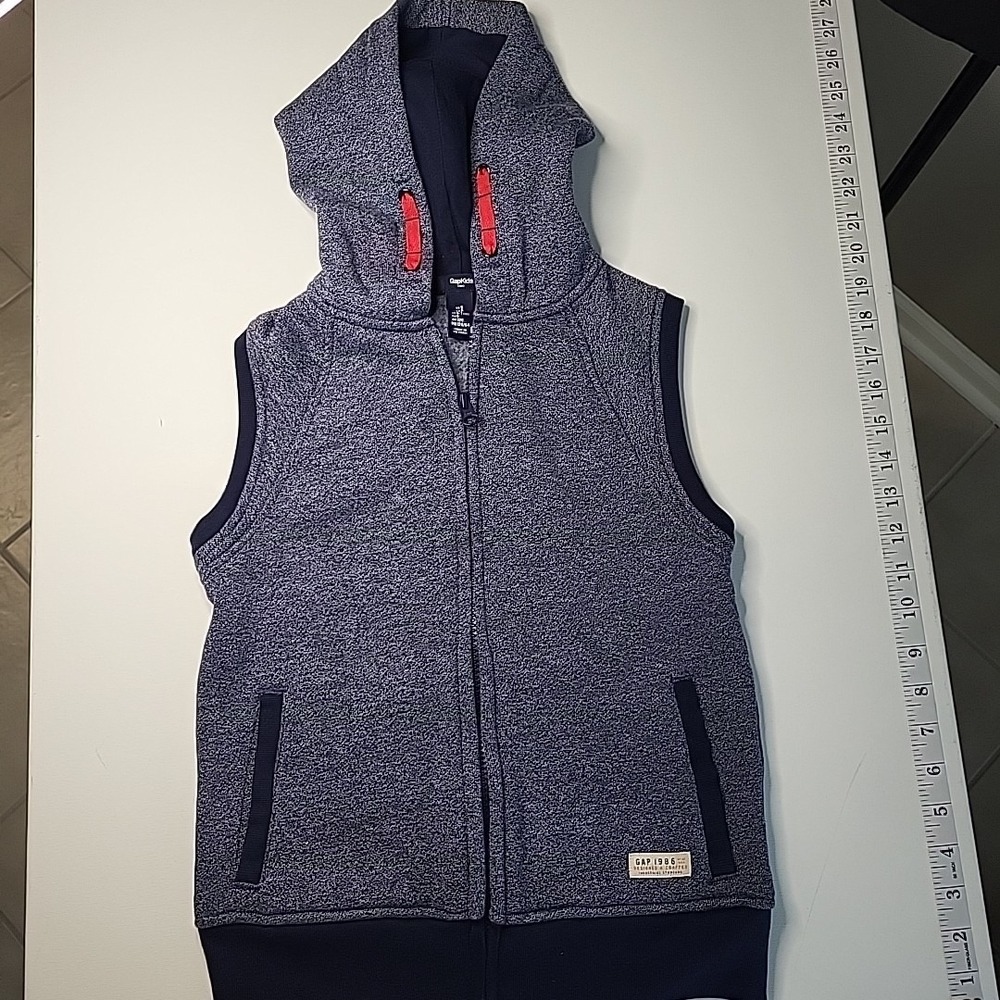 GAP Kids Boy's Sleeveless Hoodie Vest Size S 6-7 Yrs. Heathered‎ Blue